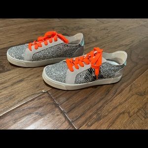 Zags Silver Glitter Distressed Sneakers